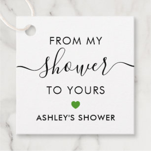 From My Shower To Yours, Bridal Shower Green Favour Tags