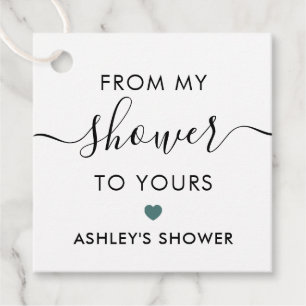 From My Shower To Yours, Bridal Shower Grey Teal Favour Tags