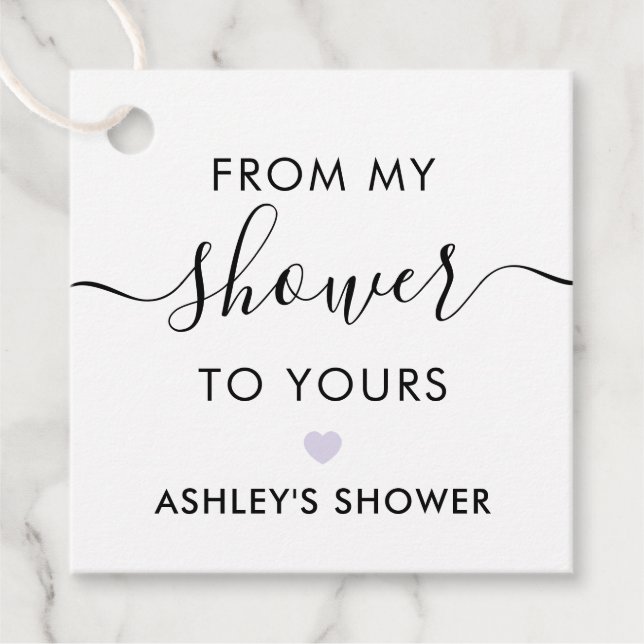 From My Shower To Yours, Bridal Shower Lavender Favour Tags (Front)