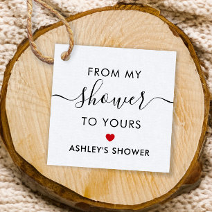 From My Shower To Yours, Bridal Shower Red Favour Tags