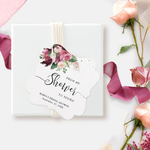 From My Shower to Yours, Burgundy Blush and Pink Favour Tags