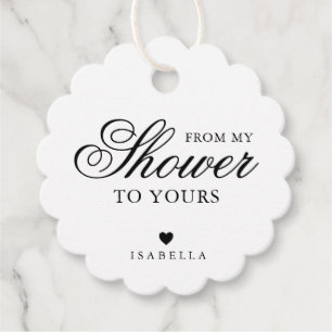 From My Shower To Yours Calligraphy Bridal Shower Favour Tags