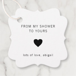 From My Shower To Yours Modern Bridal Shower Favour Tags