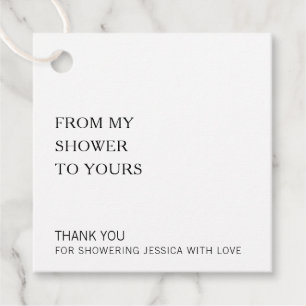 From My Shower To Yours Modern Bridal Shower Favour Tags