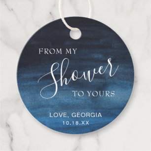 From My Shower To Yours Navy Blue Bridal Shower Favour Tags