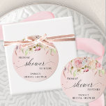From my Shower to Yours, Pink and Rose Gold  Favour Tags<br><div class="desc">Unique elegant "From my Shower to Yours" bridal or baby shower favour tag featuring beautiful pink and blush pink foil background with dainty rose gold glitter details and exquisite watercolor floral border with flowers in pink, blush and cream hues. Design in block and hand written modern typography. Ability to personalise...</div>