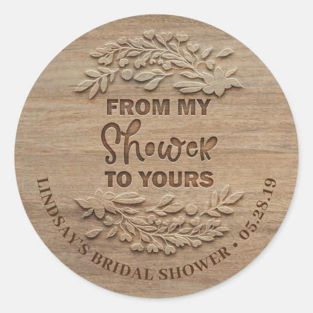 From My Shower To Yours - Rustic Thank You Classic Round Sticker (Front)