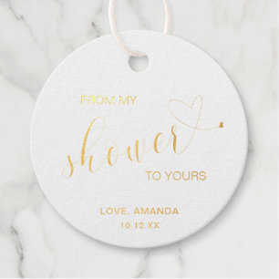 From My Shower Typography Gold Foil Bridal Shower Favour Tags