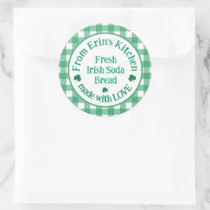 From NAME Kitchen with Love Irish Green Check Classic Round Sticker