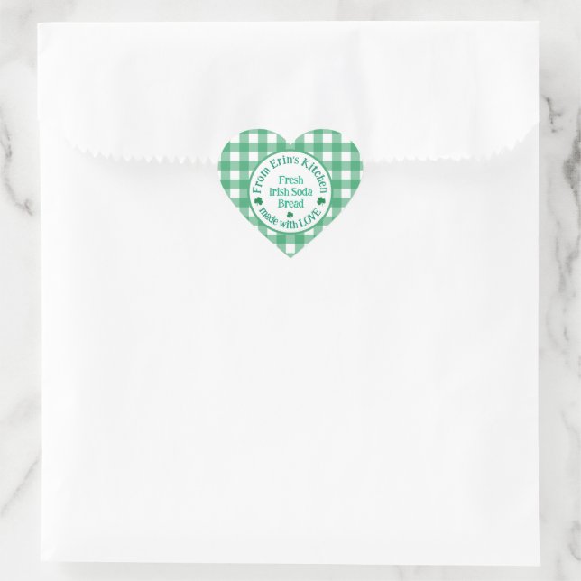 From NAME Kitchen with Love Irish Green Check  Heart Sticker (Bag)
