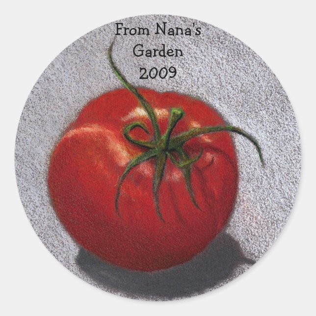 FROM NANA'S GARDEN: STICKERS: TOMATO CLASSIC ROUND STICKER (Front)
