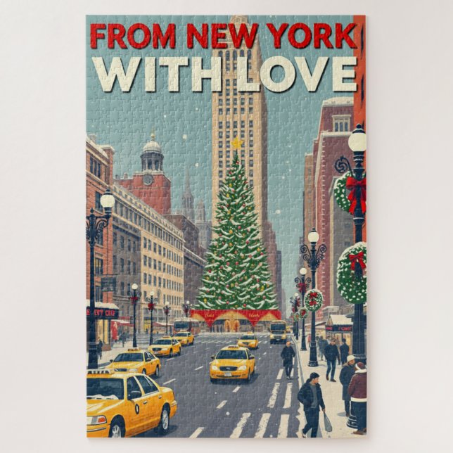 From New York With Love Vintage Retro Christmas Jigsaw Puzzle (Vertical)