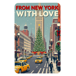 From New York With Love Vintage Retro Christmas Magnet