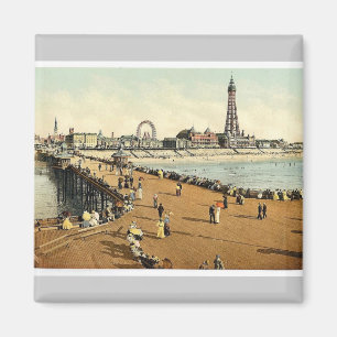 From North Pier, Blackpool, England vintage Photoc Magnet