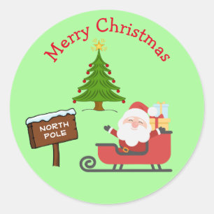 From North Pole Santa Merry Christmas Tree For Kid Classic Round Sticker
