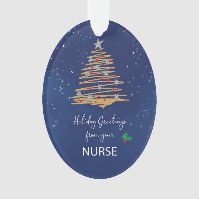 FROM Nurse Christmas Tree Customisable Name Ornament (Front)