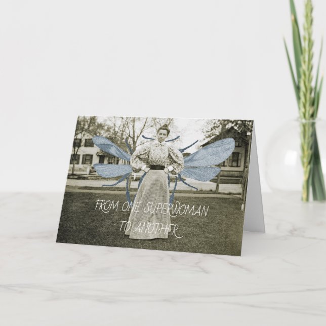 FROM ONE SUPERWOMAN TO ANOTHER 1890 FLYING WOMAN CARD (Front)