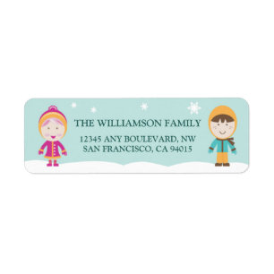 From-Our-Family Return Address Labels (aqua)