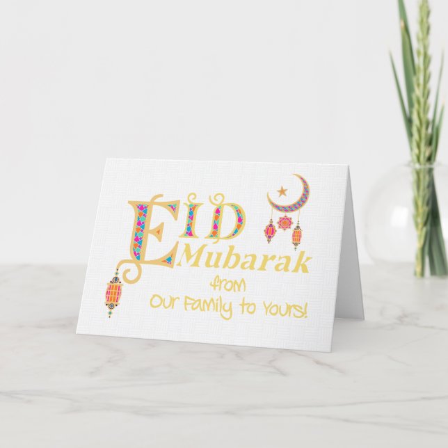 From Our Family to Yours Eid  Mubarak Moon Stars Card (Front)