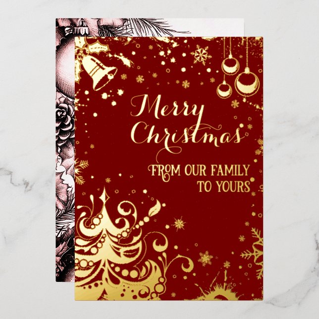 From our family to yours Red Foil Holiday Card (Front/Back)