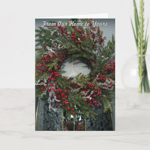 From Our Home to Yours Christmas Wreath Icicles Holiday Card