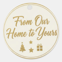 From Our Home to Yours" Festive Gold Gift Tag Desi