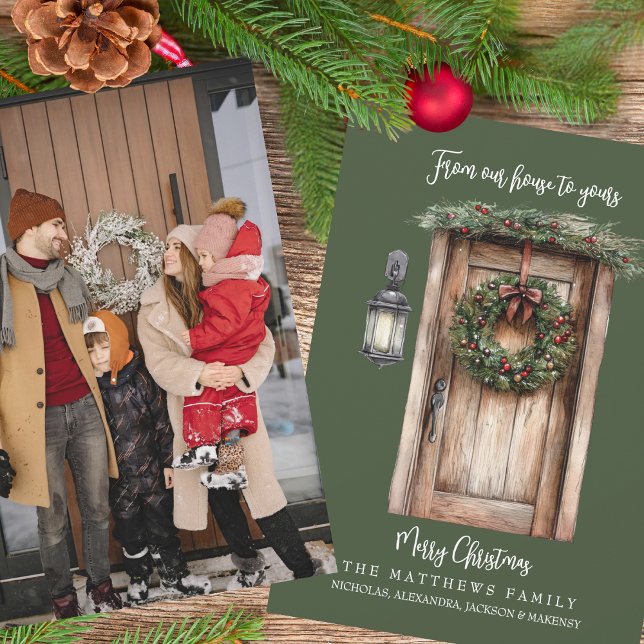From Our House To Yours Custom Photo Christmas Holiday Card (A traditional Christmas holiday card on one side and a personal photo on the other side. Perfect!)