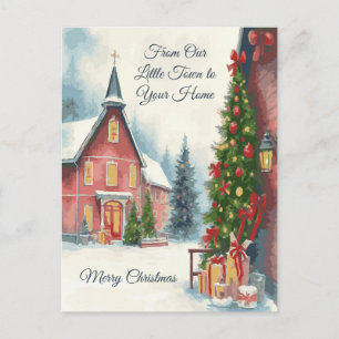 From Our Little Town to Your Home Merry Christmas Postcard