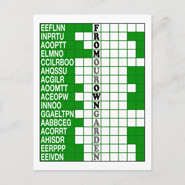 From Our Own Garden Word Scramble Postcard (Front)
