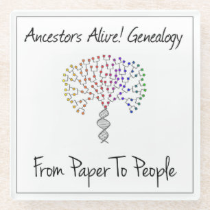 From Paper To People Logo, white Glass Coaster