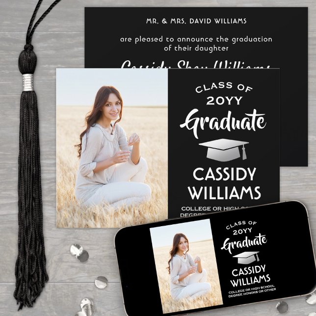 From Parents One Photo Black & White Graduation Announcement (Creator Uploaded)