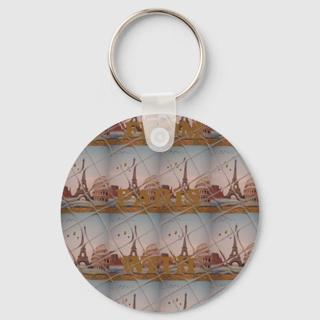 From Paris With Love blue sky colours Key Ring (Front)