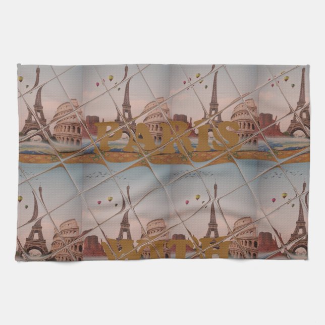 From Paris With Love blue sky colours Tea Towel (Horizontal)