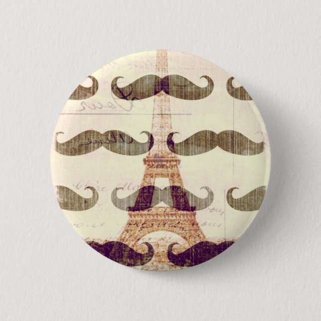 From Paris with moustache 6 Cm Round Badge (Front)