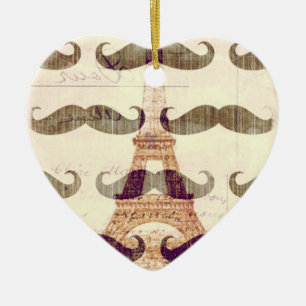 From Paris with moustache Ceramic Tree Decoration