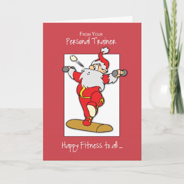 From Personal Trainer to Clients Fitness Exercise Holiday Card (Front)