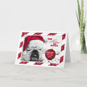 from Pet Groomer Christmas Bulldog Santa Hat Holiday Card