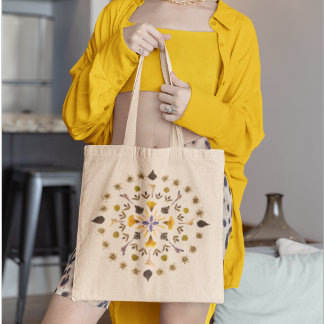 From Pressed Flower Botanical Mandala Artwork Tote Bag