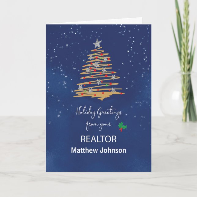 From Realtor Christmas Tree Customisable Name Card (Front)