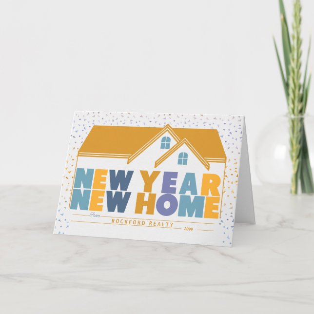 from Realtor New Year New Home with Business Name Holiday Card (Front)