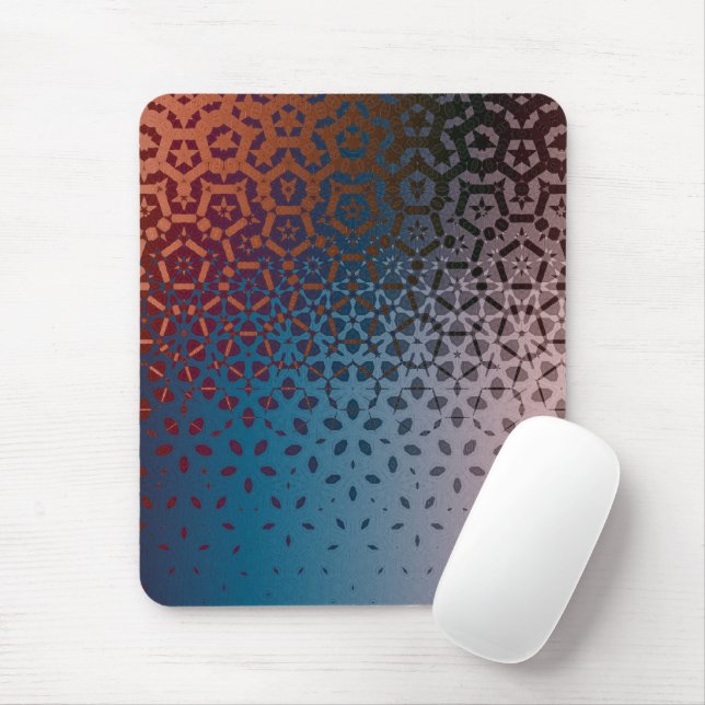 From Red to Blue Geometric Pattern Mouse Mat (With Mouse)