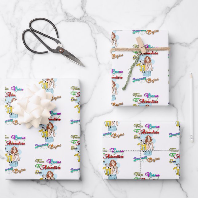 From Rescue To Adventure Our Journey Begins Paws Wrapping Paper Sheet (Front)