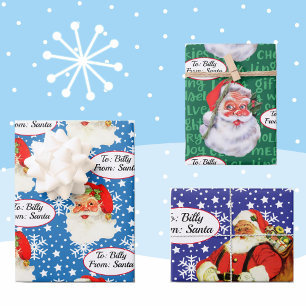 From Santa Add Child's Name 3 Personal Christmas W Wrapping Paper Sheet