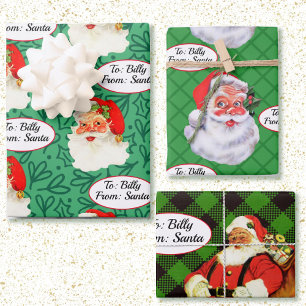 From Santa Add Child's Name 3 Personal Christmas Wrapping Paper Sheet