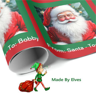 From Santa Add Child's Name a Personal Christmas Wrapping Paper
