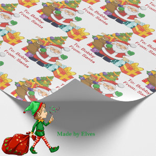 From Santa Add Child's Name Christmas Tree Gifts Wrapping Paper