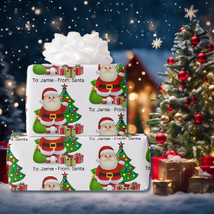 From Santa Add Child's Name Custom Christmas  Wrapping Paper