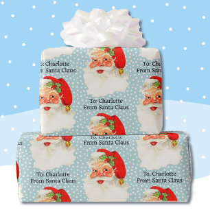 From Santa Add Child's Name Easy Read Young Kids Wrapping Paper