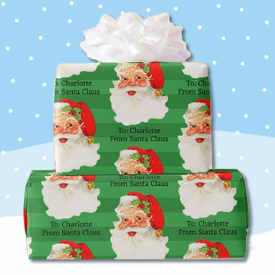 From Santa Add Child's Name Easy Read Young Kids Wrapping Paper