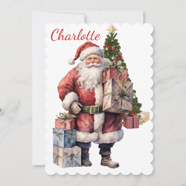 From Santa Add Child's Name Your Text Christmas Holiday Card (Front)